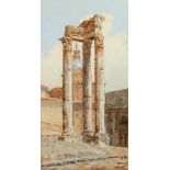 FACCIOLA, Gaetano, "Die Säulen des Concordiatempels auf dem Forum Romanum", Aquarell/Papier, 28 x 14
