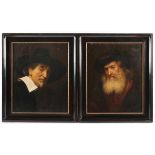 REMBRANDT (1606-1669), Kopien um 1900 nach, "Zwei Männerportraits", Öl/Holz, 51,5 x 42, min.