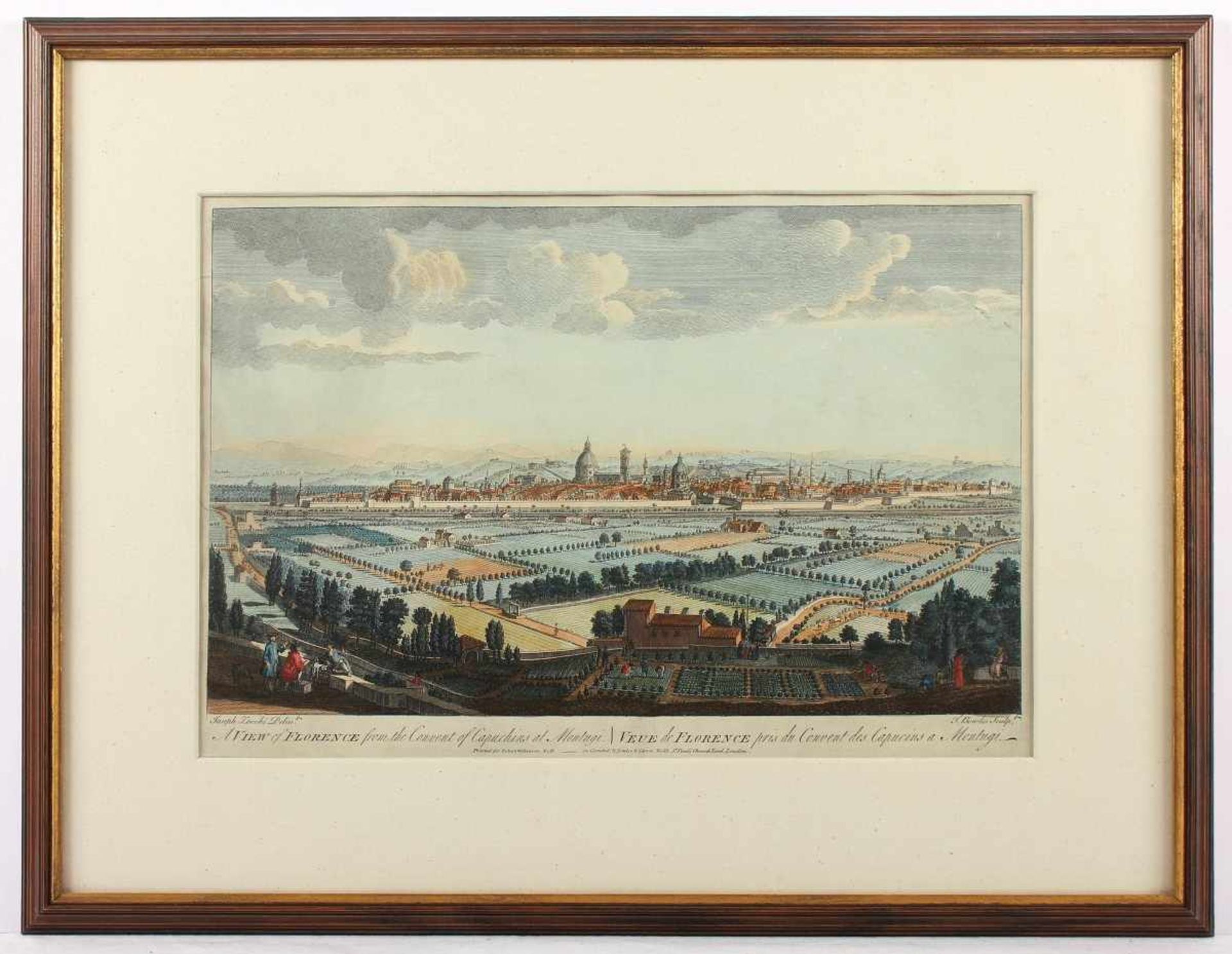 FLORENZ, Kupferstich, koloriert, 26 x 41, nach Zocchi, von John Bowles, LONDON, um 1760, R.