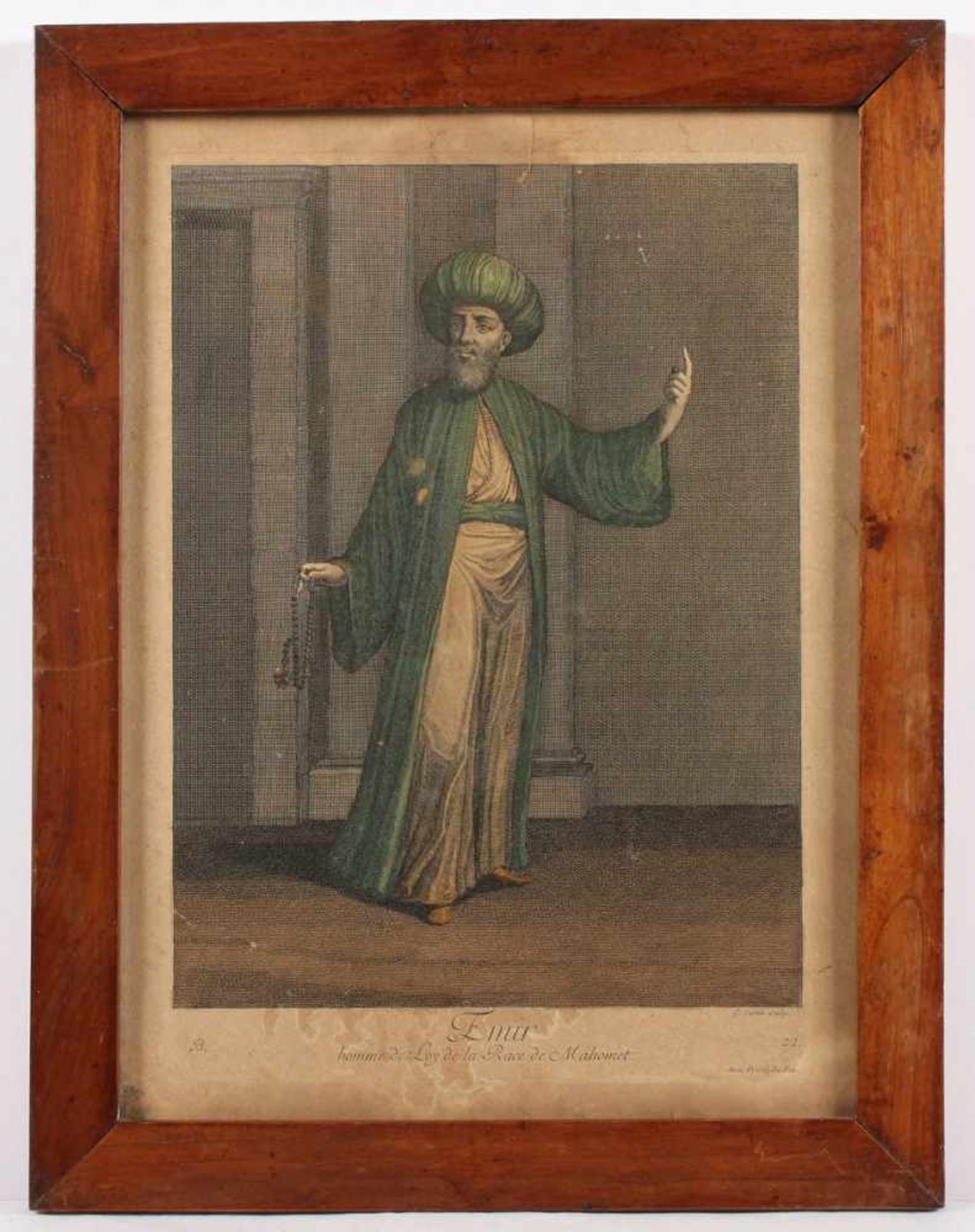 LE HAY, "Emir, homme de Loy de la Race de Mahomet", kolorierter Kupferstich, 33,5 x 24, bei Le Hay