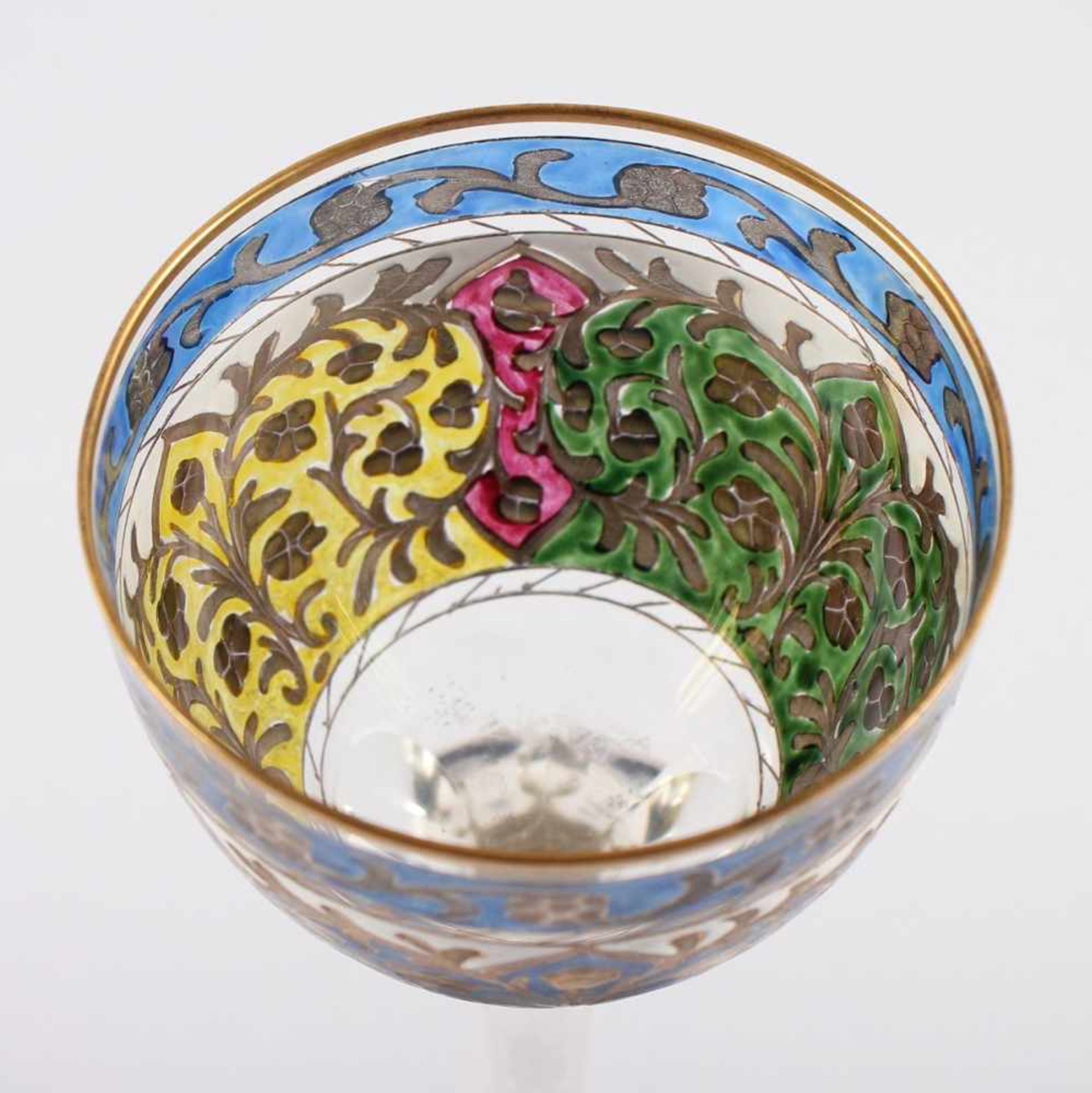 KELCHGLAS "JODHPUR", farbloses Glas, graviert, ornamentaler Dekor in polychromer Email- und - Bild 2 aus 3