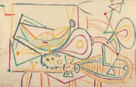 PICASSO, Pablo, "Stilleben", Farblithografie, 47 x 74, im Stein bez. und datiert "Picasso