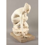 CAUER, Emil (1867-1946), "Venus", Alabaster, stark rest., H 41, auf dem Terrain-Sockel signiert,