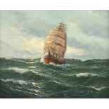 LUKAS-LARSEN, Gerhard, "Segelschiff auf hoher See", Öl/Lwd., 40 x 50, unten rechts signiert, R.