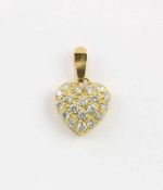 HERZANHÄNGER, 750/ooo Gelbgold, besetzt mit Diamanten von zusammen ca. 0,40 ct., 0,9g, L 1,5