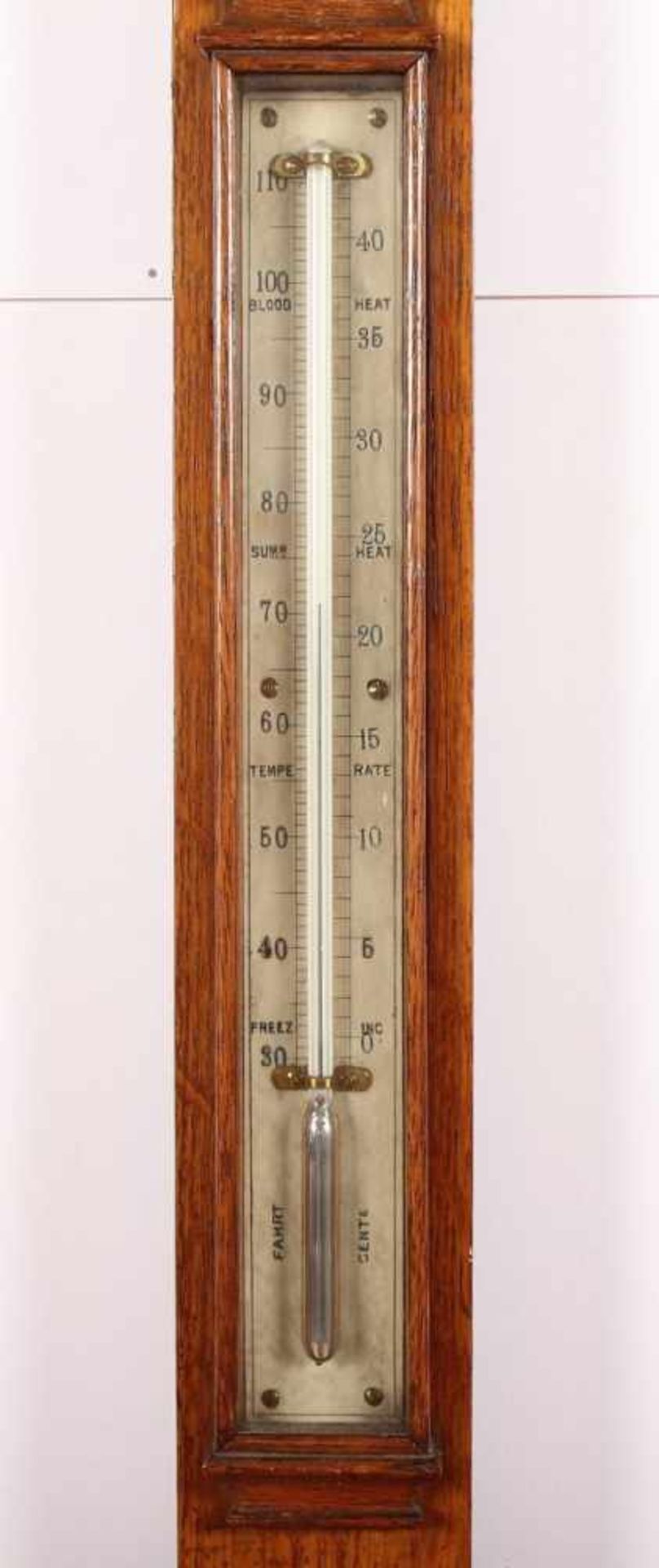 BAROMETER, Nussholzgehäuse, Quecksilbersäule, Thermometer, min.besch., L 95, J.H. STEWARD, LONDON, - Image 3 of 3