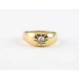 RING, 585/ooo Gelbgold, Altschliffdiamant von ca. 0,30 ct., 4,3g, RG 57, ENGLAND