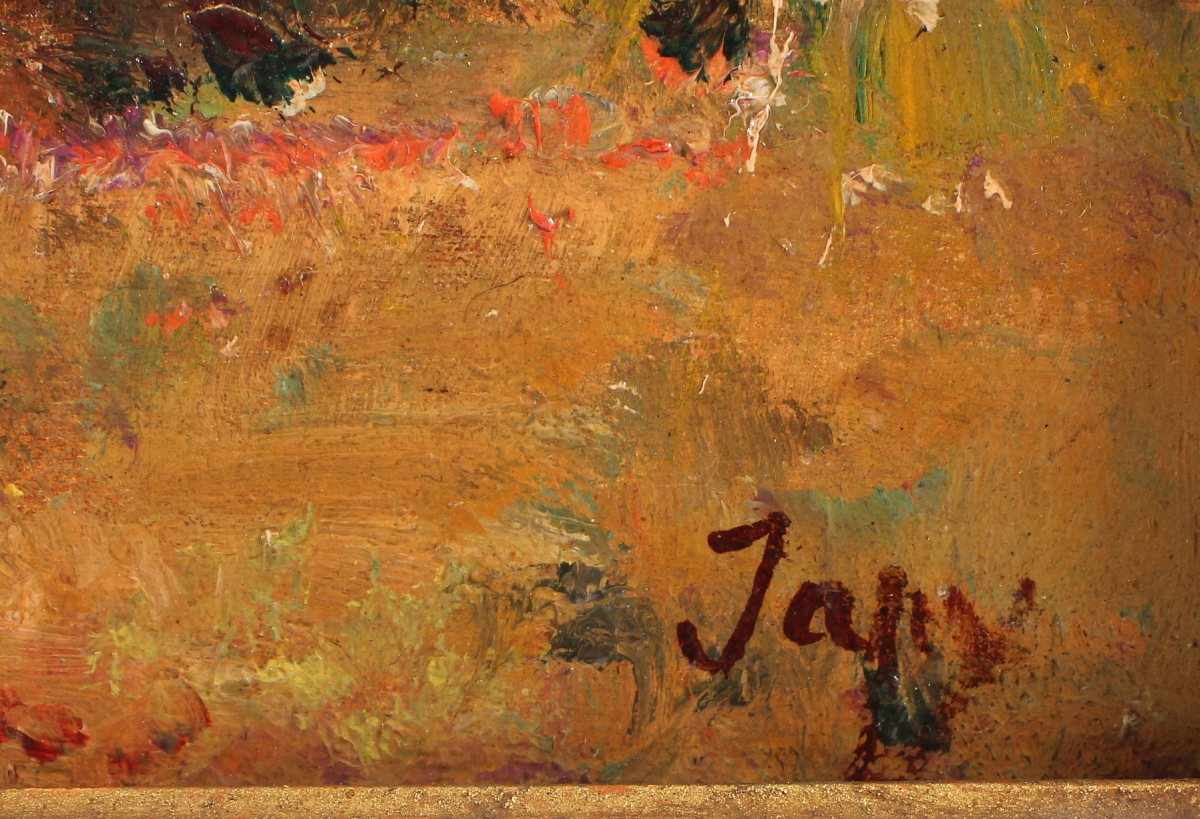 JAPY, Louis Aimé (1850-1916), "Landschaft mit Rindern", Öl/Holz, 32,5 x 41, unten rechts signiert, - Image 4 of 5