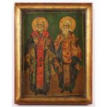 IKONE, "Zwei Heilige - Nikolaus von Myra und Charalampios", Tempera/Laubholz, 30 x 22,5,