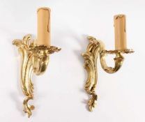 PAAR WANDLEUCHTER, Bronze, vergoldet, einflammig, elektrifiziert, H 24, FRANKREICH, 19.Jh.