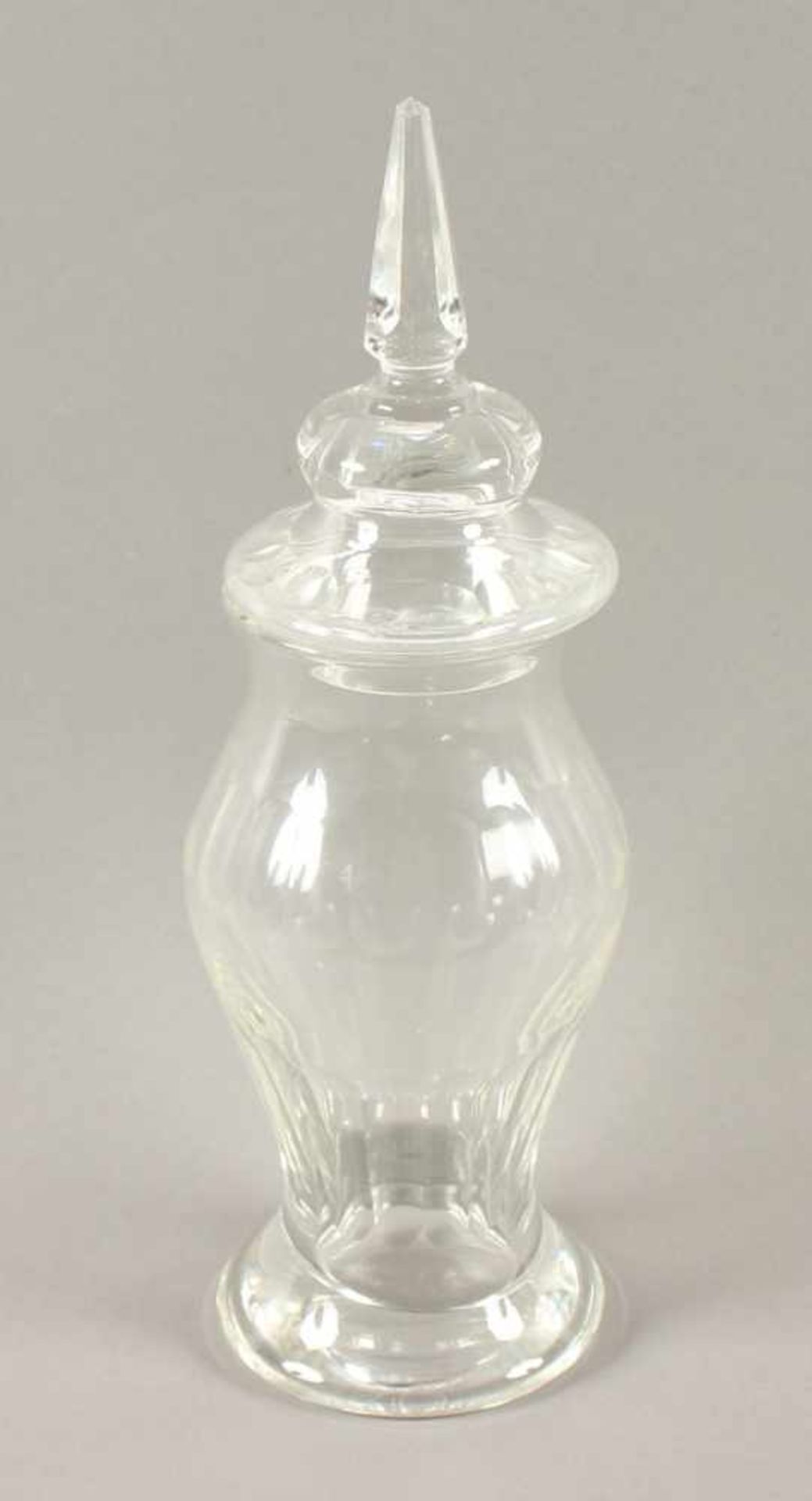 VORRATSGEFÄSS, farbloses Glas, Kerbschliff, H 41, Deckel minst.best., FRANKREICH, um 1850