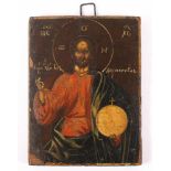 REISEIKONE, "Christus Pantokrator", Tempera/Holz, 10,5 x 8, leicht besch., RUSSLAND, A.19.Jh.