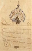 GROSSE SULTANS-URKUNDE, Gold und Blau auf Papier, kalligraphische Handschrift mit Tughra, 68 x 44,