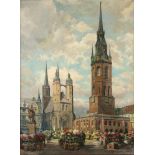 JOLAS, Carl (1867-1948), "Blick auf den Marktplatz von Halle an der Saale", Öl/Lwd., 80 x 61,