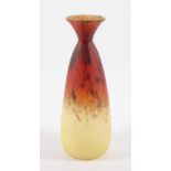 VASE, farbloses Glas, polychrome Pulvereinschmelzungen, satiniert, H 25, SCHNEIDER, EPINAY-SUR-