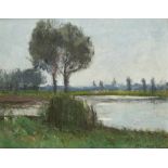LIESEGANG, Helmuth (1858-1945), "Am Rheinufer", Öl/Lwd., 40,5 x 50, doubliert, unten rechts