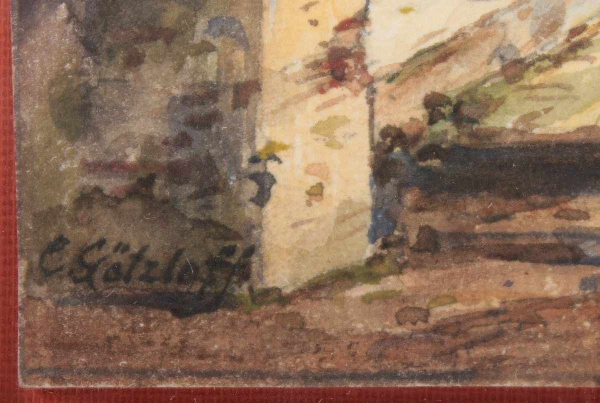 GÖTZLOFF, Carl Wilhelm (1799-1866), zugeschrieben, "Szene auf einer italienischen Terrasse", - Bild 3 aus 3