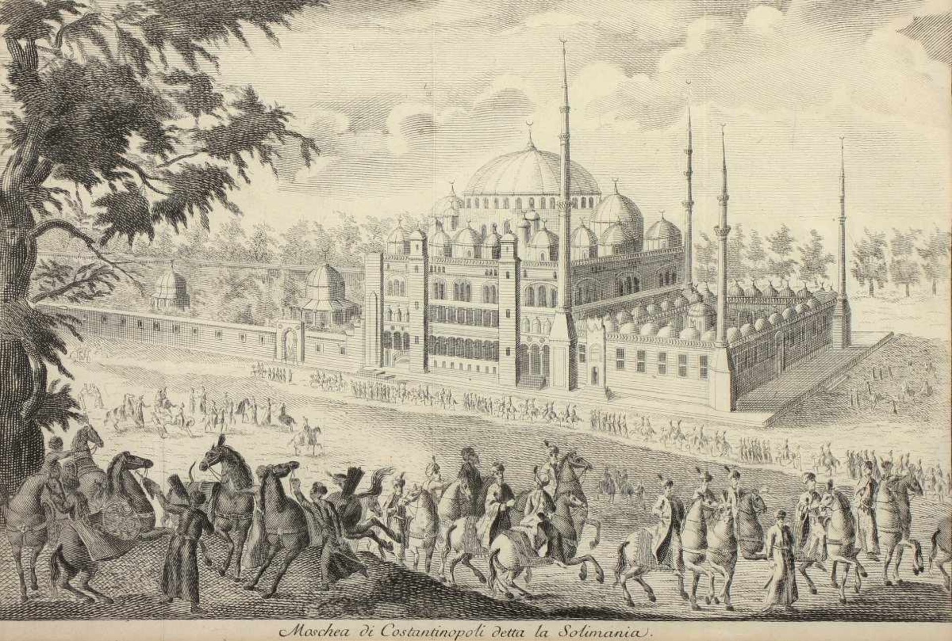 KONSTANTINOPEL, Teilansicht der Süleymaniye Moschee, "Moschea di Costantinopoli detta la Solimania", - Bild 2 aus 2