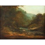 ARNALD, George (1763-1841), "Landschaft mit Figuren", Öl/Lwd., 43,5 x 56, doubliert, unten rechts