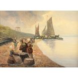 BAUMGARTNER, Adolf (1850-1924), zugeschrieben, "Fischerfrauen am Ufer", Öl/Lwd., 58 x 79, unten