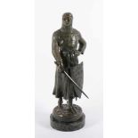 GREMION, Charles, "Kreuzritter Credo", Bronze, H 41, auf dem Stand signiert, Marmorsockel