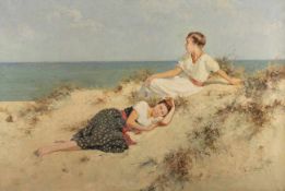 SEEGER, Hermann (1857-1945), "Zwei junge Frauen am Strand", Öl/Lwd., 80 x 120, unten rechts