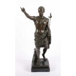 KAISER AUGUSTUS VON PRIMAPORTA, Bronze, H 58, nach römischem Vorbild, Marmorsockel