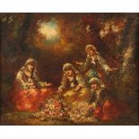 DIAZ DE LA PENA, Narcisse Virgile (1807-1876), zugeschrieben, "Vier Frauen im Park", Öl/Lwd., 22,5 x