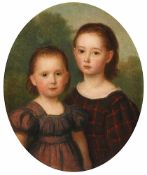 PORTRAITMALER DES 19.JH., "Bildnis eines Geschwisterpaars", Öl/Lwd., 36 x 30, R.