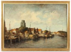 SCHMITZ, S. (Niederlande A.20.Jh.), "Holländische Stadtansicht", Öl/Lwd., 50 x 70, unten rechts