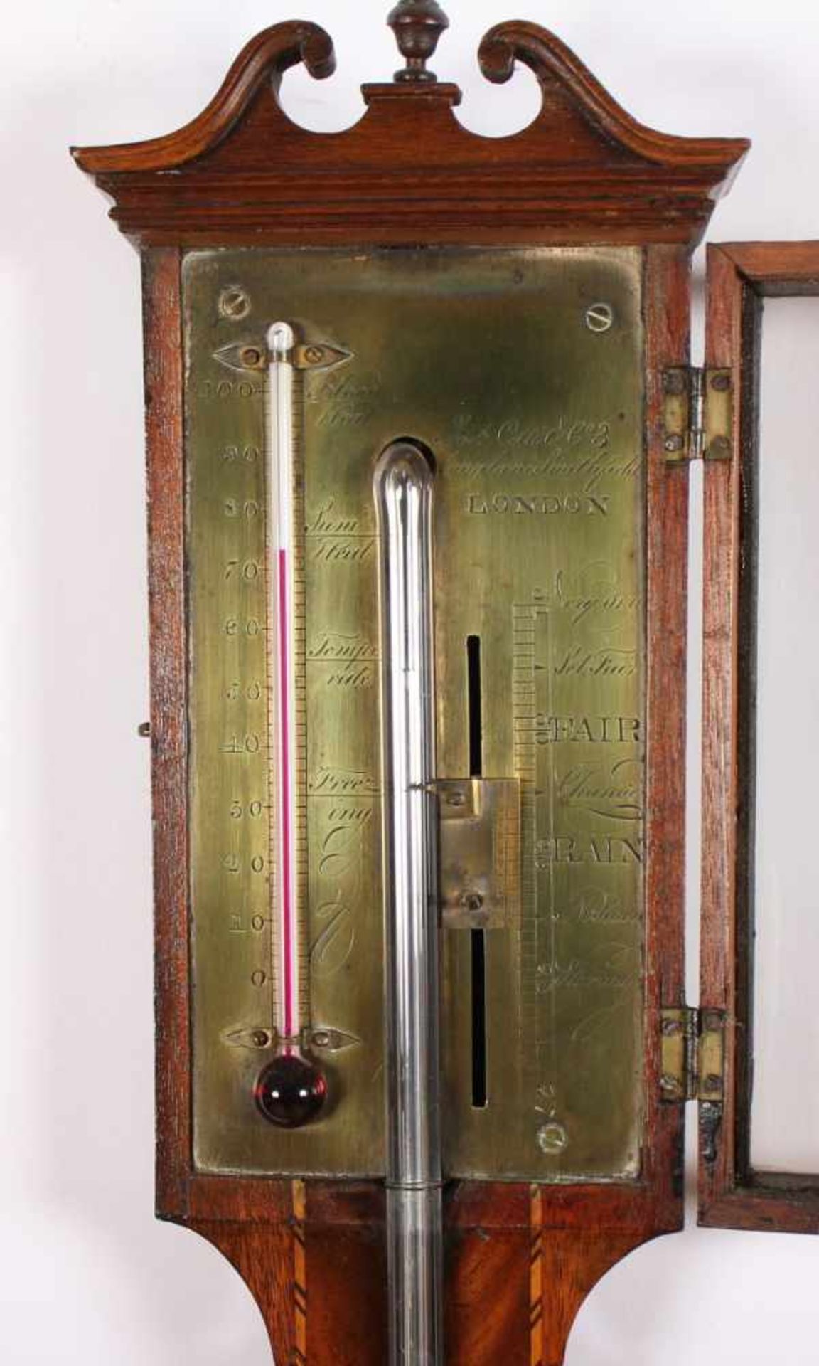 BAROMETER, Stick Barometer, Mahagonigehäuse, L 100, Quecksilbersäule, mit Thermometer, Jos. Cetti - Bild 2 aus 2
