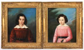 PORTRAITMALER UM 1830, "Zwei Kinderportraits", Öl/Lwd., 26 x 21, doubliert, Originalrahmen