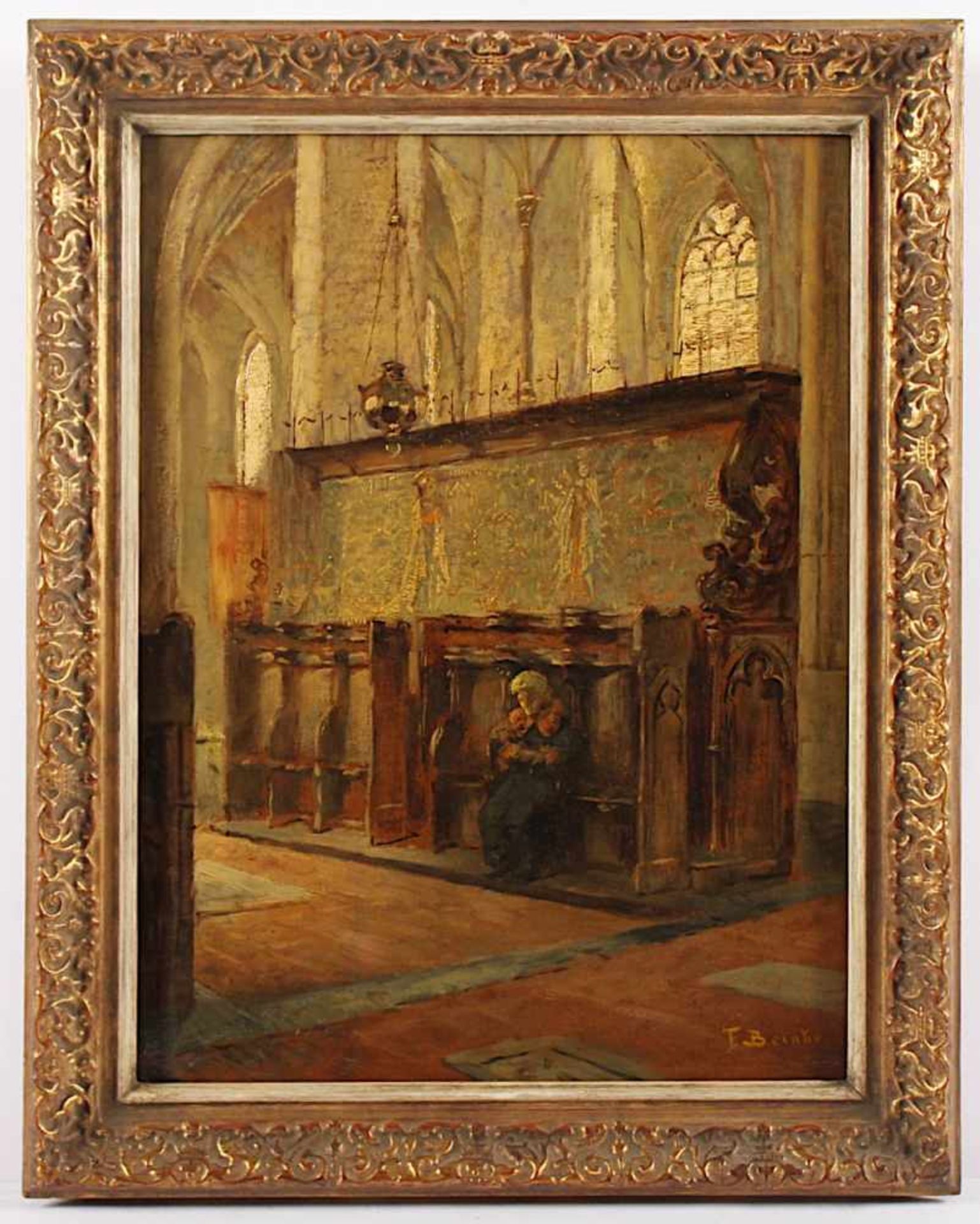 BEINKE, Fritz (1842-1907), "Kircheninterieur mit Chorgestühl", Öl/Holz, 36 x 27, unten rechts