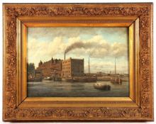 VAN HAREN, Dirk Johannes (1878-1953), "Ansicht der Firma B. van Marwijk Kooy in Amsterdam", Öl/Lwd.,