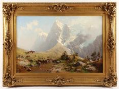 SCHULTZE, Robert (1828-1910), "Blick auf das Wetterhorn im Berner Oberland", Öl/Lwd., 66 x 100,