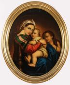 RAFFAEL, Kopie 2.H.19.Jh. nach, "Madonna della Sedia", Öl/Lwd., 78,5 x 62,5, min.besch., R.