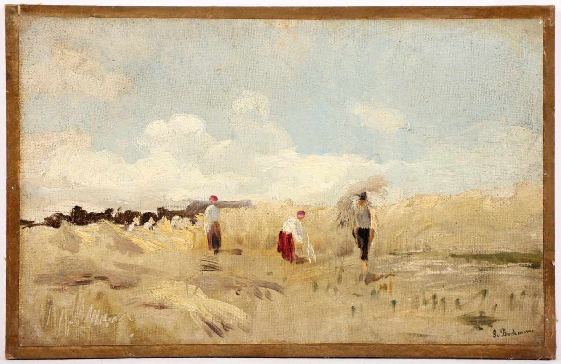 BOCHMANN, Gregor von (1850-1930), "Estnische Bauern bei der Heuernte", Studie, Öl/Lwd., 17 x 26,5, - Bild 3 aus 3