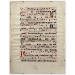 NOTENBLATT, aus einem Missale, Malerei/Pergament, 40 x 30, wohl 15.Jh., R.