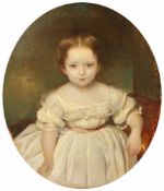 PORTRAITMALER 2.H.19.JH., "Bildnis eines Mädchens mit weißem Kleid", Öl/Lwd., 67 x 56, R.