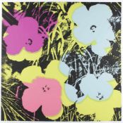 WARHOL, Andy, nach, "Flowers", Farbserigrafie/Karton, ca.92 x 92, verso in Blau gestempelt: Fill