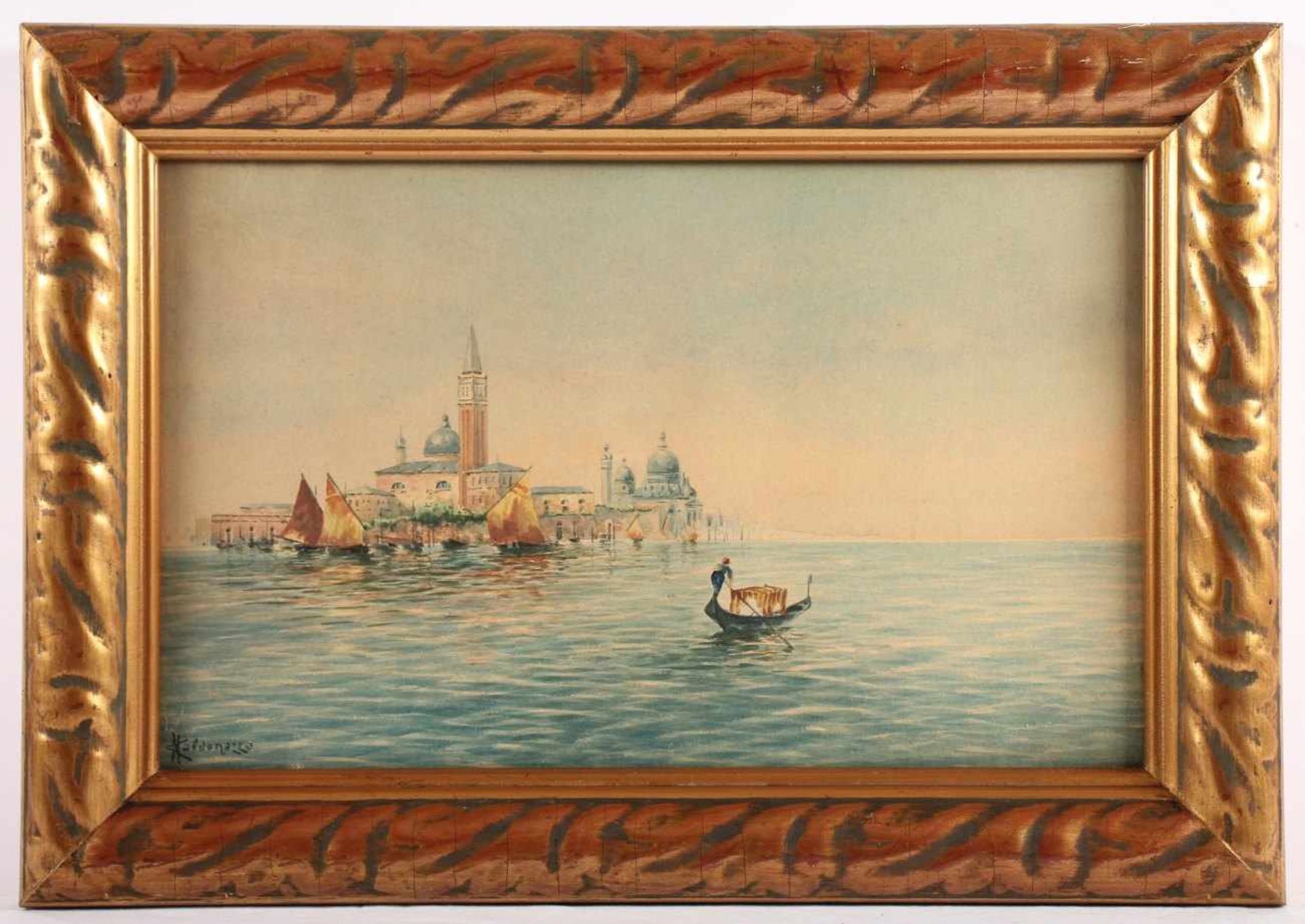 CALDONAZZO, M. (Italien um 1900), "Blick auf die Insel San Giorgio Maggiore in der Lagune von