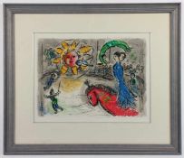 CHAGALL, Marc, "Sonne mit rotem Pferd", Original-Farblithografie, 31 x 42, aus Derrière le miroir,