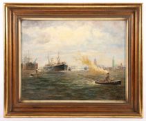 OTTO (Maler um 1930), "Schlepper im Hamburger Hafen", Öl/Holz, 40 x 51, unten rechts signiert, R.