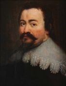 PORTRAITMALER DES 17.JH., "Bildnis eines Mannes mit weißem Spitzenkragen", Öl/Holz, 27,5 x 21, R.