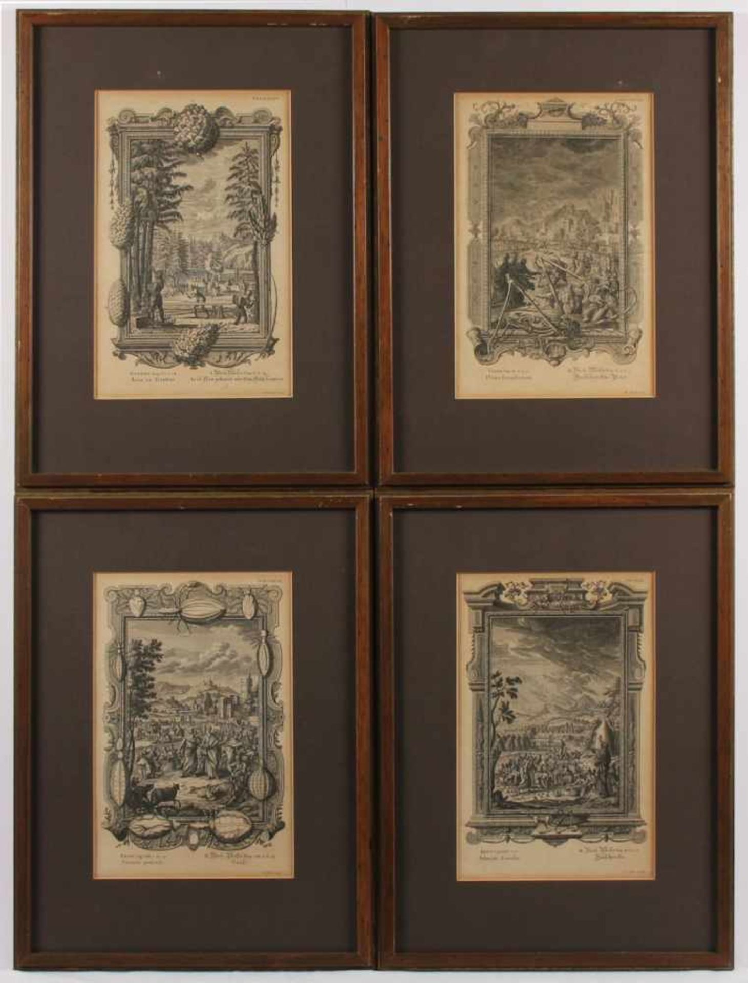 VIER RELIGIÖSE GRAPHIKEN, nach den Büchern Mose, Kupferstiche, je 29 x 18, von M. Tyroff, A.