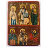 IKONE, "Christus der Weltenherrscher", Tempera/Holz, 34 x 25, Maria und Johannes, im unteren Feld