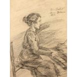 BAKST, Léon (1866-1924), zugeschrieben, "Misia Natanson am Klavier", Kohle/Papier, 32 x 24 (