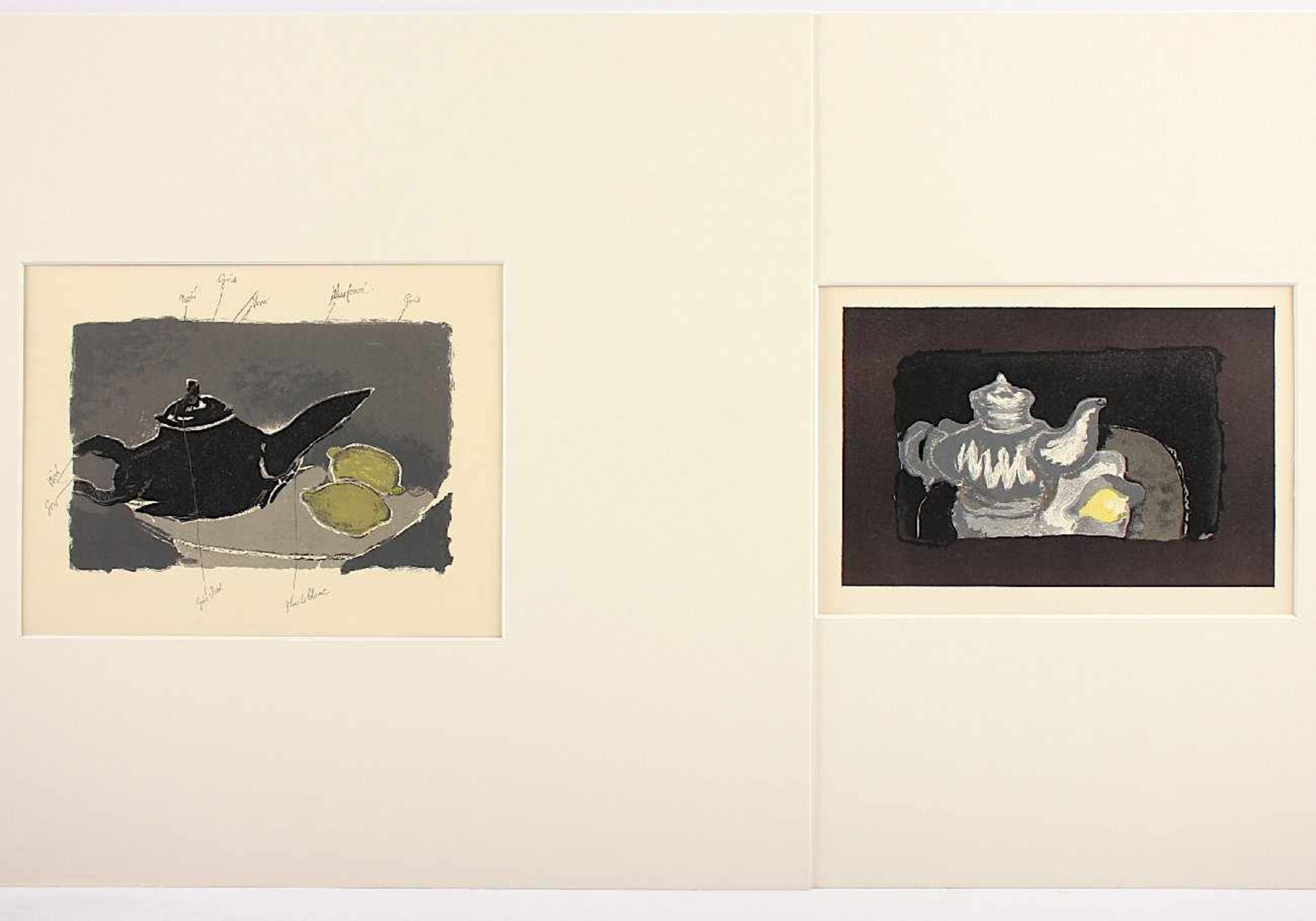 BRAQUE, Georges, 2 Graphiken, Farblithografien, ca. 18 x 19, A.Sauret, Braque Lithograph, Mourlot, - Bild 2 aus 2