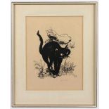 HEGENBARTH, Josef, "Katze", Original-Lithografie, 24 x 19, handsigniert, R.