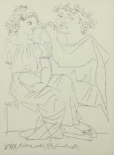 PICASSO, Pablo, aus Suite Vollard, "Flutiste et jeune fille au Tambourin", Lithografie von 1956 nach